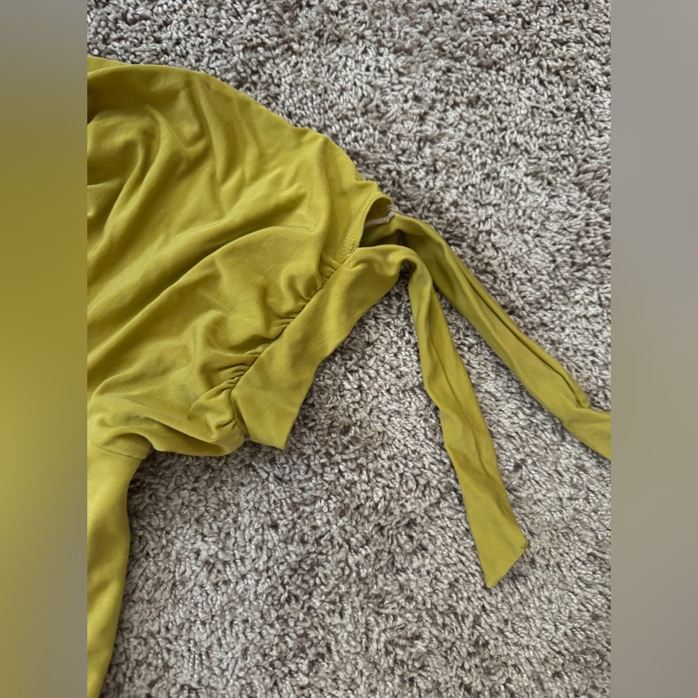 🦋 Purusha People Marguerite Daisy Dress 🌼 Medium Yellow Full Length Tie Sleeves - Picture 8 of 12